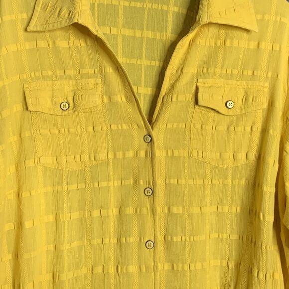 Jones New York Signature Women 2X Golden Yellow Shacket Button Up Corded Waist - Picture 6 of 14